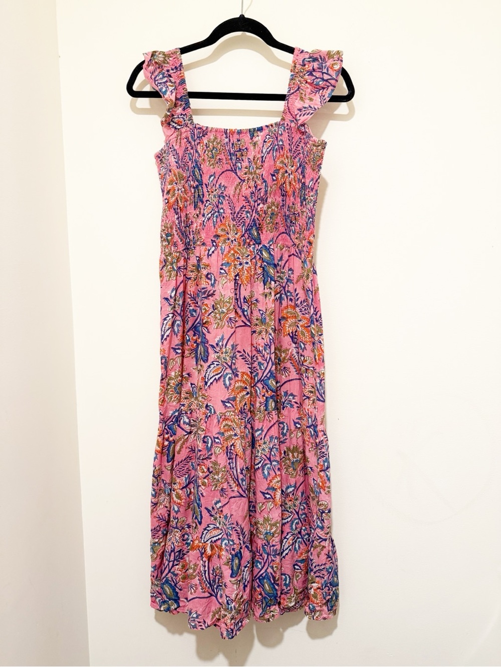 Liza Byrd Pink Floral Maxi Dress with Ruffle Straps